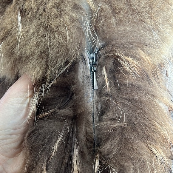 Natural Sz 6-8 Shearling with Real
Fox Fur Hidden Front Zipper Car Jacket Coat - Picture 7 of 16